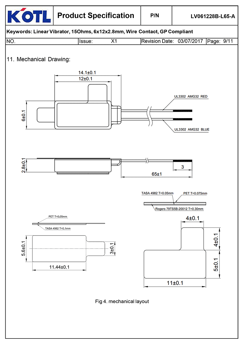 LRA Linear Resonant Actuator Vibration Motor LV061228B by Jinlong Machinery
